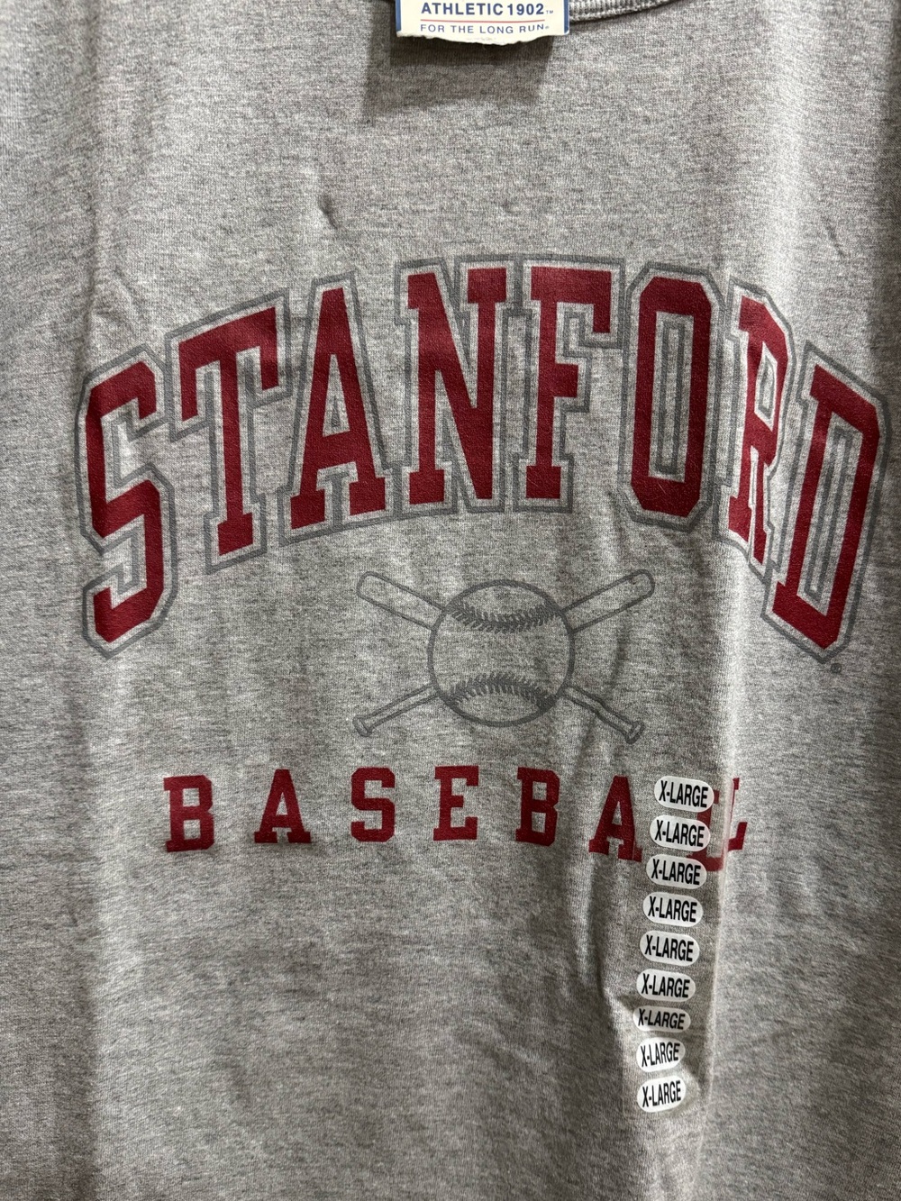 Russell Athletic Stanford Baseball T-Shirt Gray XL NWT Vintage Style Deadstock - Picture 4 of 5